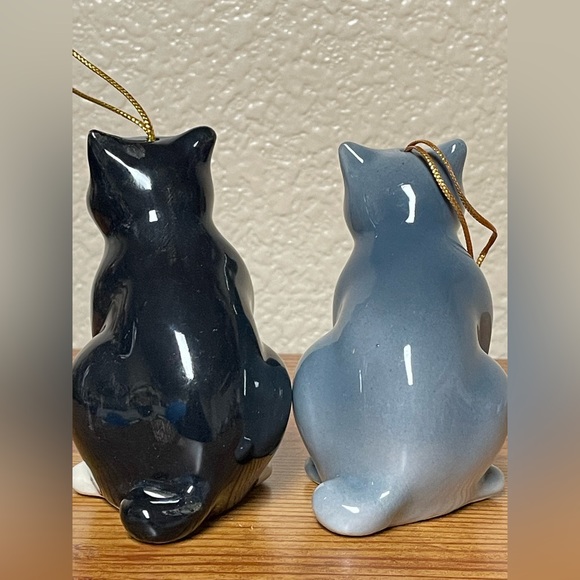 2 Black and white Gray Kittens Cats ornaments 3 & 4 inches Tall - Picture 6 of 7